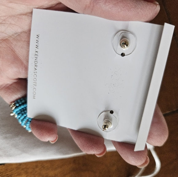 Kendra Scott Misha Earrings in Gold Bronze Veined Turquoise Magnesite - Picture 3 of 3